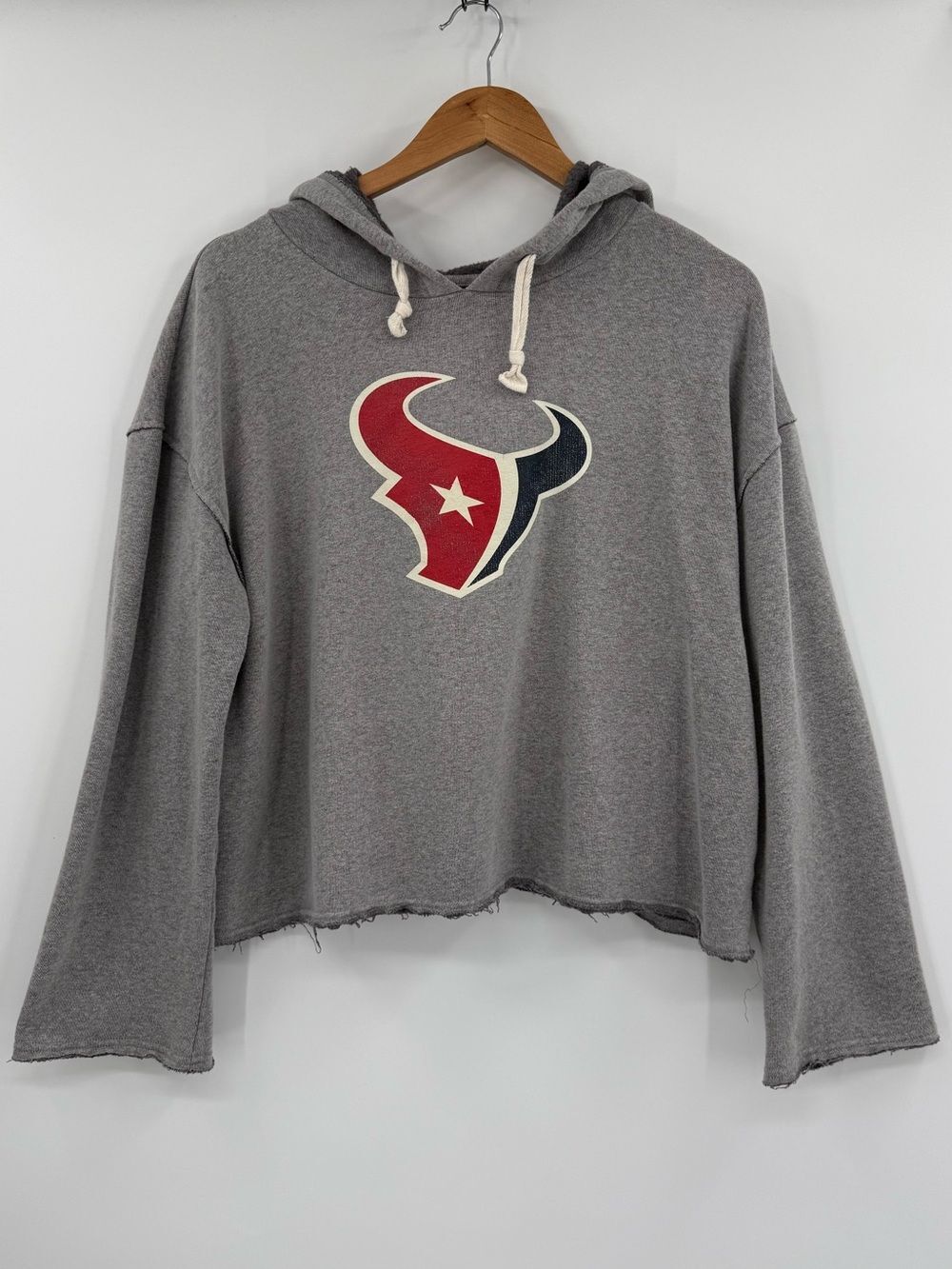 NFL Team Apparel Houston Texans Crop Hoodie | Gray | Large